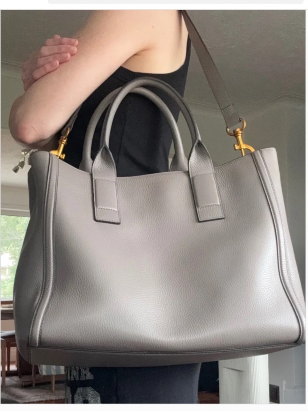 SMAAK Amsterdam Grey Pebbled Leather Laptop Tote | Work Bag